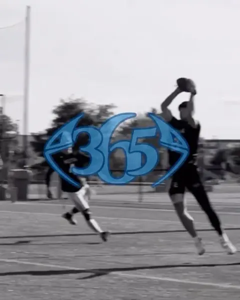 Black-and-white action shot of a 365 player, with the blue 365 mark